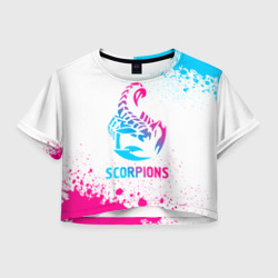 Женская футболка Crop-top 3D Scorpions neon gradient style
