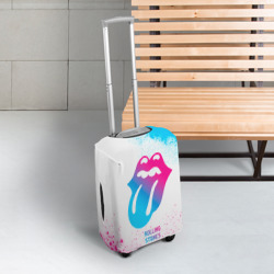 Чехол для чемодана 3D Rolling Stones neon gradient style - фото 2