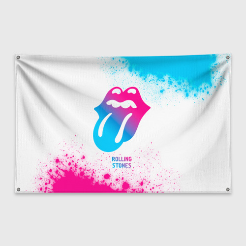 Флаг-баннер Rolling Stones neon gradient style