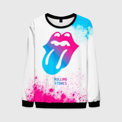 Мужской свитшот 3D Rolling Stones neon gradient style