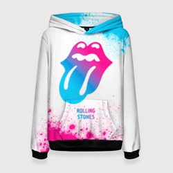 Женская толстовка 3D Rolling Stones neon gradient style