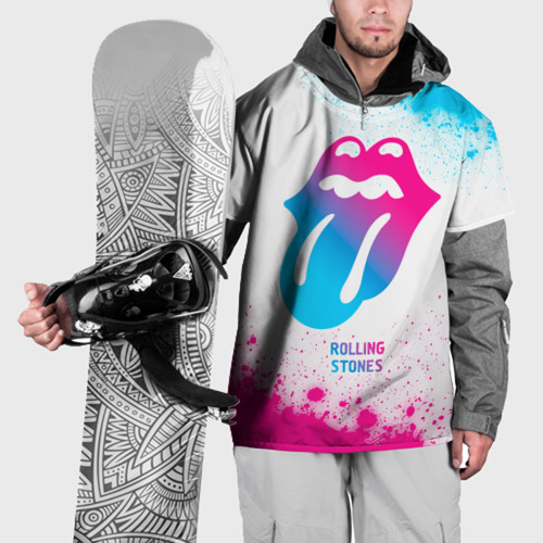 Накидка на куртку 3D Rolling Stones neon gradient style, цвет 3D печать