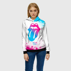 Женская толстовка 3D Rolling Stones neon gradient style - фото 2