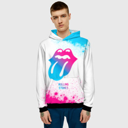 Мужская толстовка 3D Rolling Stones neon gradient style - фото 2