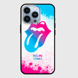 Чехол для iPhone 13 Pro Rolling Stones neon gradient style