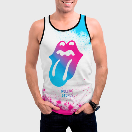 Мужская майка 3D Rolling Stones neon gradient style, цвет 3D печать - фото 3