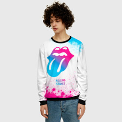 Мужской свитшот 3D Rolling Stones neon gradient style - фото 2