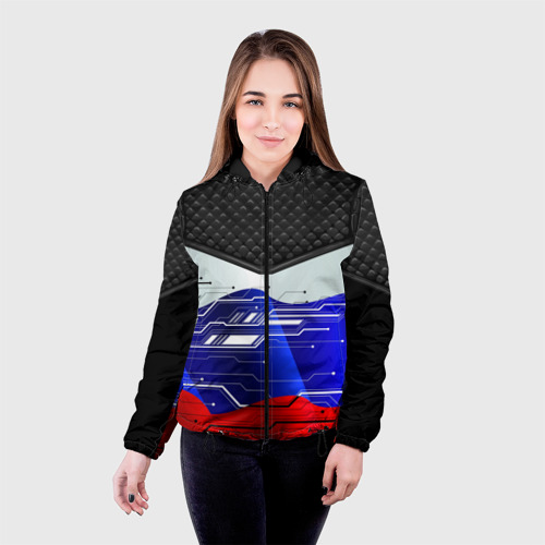 Женская куртка 3D Стёганные ромбы: русский хакер, цвет черный - фото 3