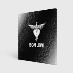 Холст квадратный Bon Jovi glitch на темном фоне