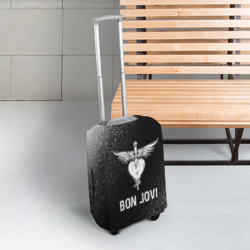 Чехол для чемодана 3D Bon Jovi glitch на темном фоне - фото 2