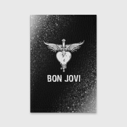 Обложка для паспорта матовая кожа Bon Jovi glitch на темном фоне