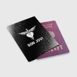 Обложка для паспорта матовая кожа Bon Jovi glitch на темном фоне - фото 2