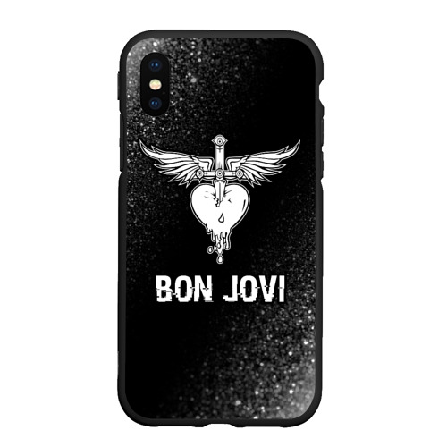 Чехол для iPhone XS Max матовый Bon Jovi glitch на темном фоне