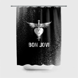 Штора 3D для ванной Bon Jovi glitch на темном фоне