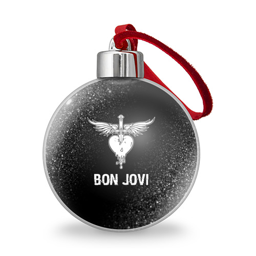 Ёлочный шар Bon Jovi glitch на темном фоне