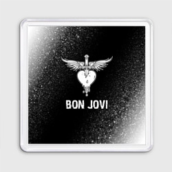 Магнит 55*55 Bon Jovi glitch на темном фоне