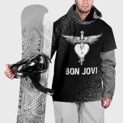 Накидка на куртку 3D Bon Jovi glitch на темном фоне