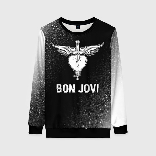 Женский свитшот 3D Bon Jovi glitch на темном фоне, цвет 3D печать