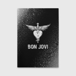 Обложка для автодокументов Bon Jovi glitch на темном фоне