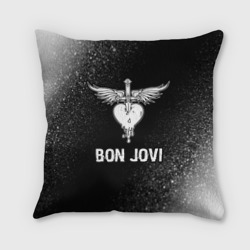 Подушка 3D Bon Jovi glitch на темном фоне
