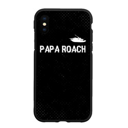 Чехол для iPhone XS Max матовый Papa Roach glitch на темном фоне посередине