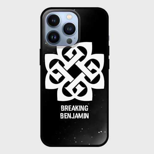 Чехол для iPhone 13 Pro с принтом Breaking Benjamin glitch на темном фоне, вид спереди #2