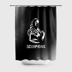 Штора 3D для ванной Scorpions glitch на темном фоне