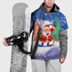 Накидка на куртку 3D Дед Мороз с мешком и елкой