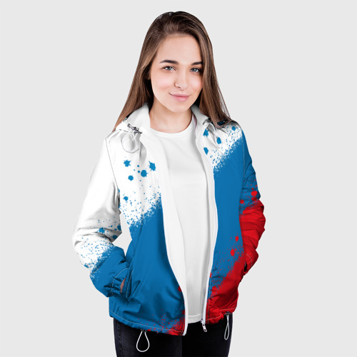 Женская куртка 3D Российский триколор, цвет белый - фото 4