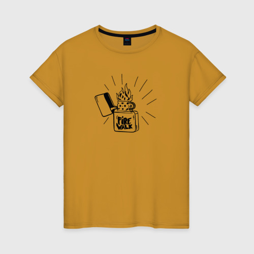 Женская футболка хлопок с принтом Зажигалка Fire Walk из Life is Strange, вид спереди #2