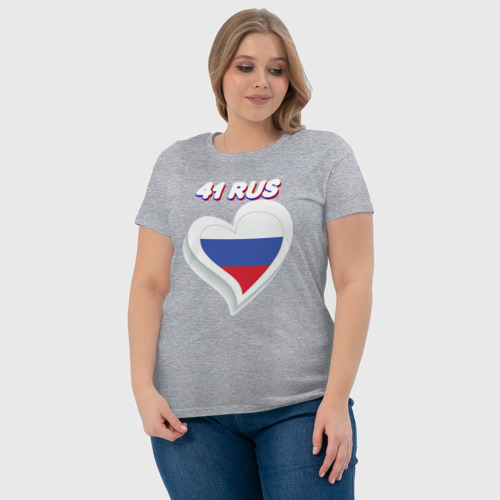 Женская футболка хлопок с принтом 41 регион Камчатский край, фото #4