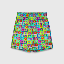 Детские спортивные шорты 3D Сердца и квадраты абстракция