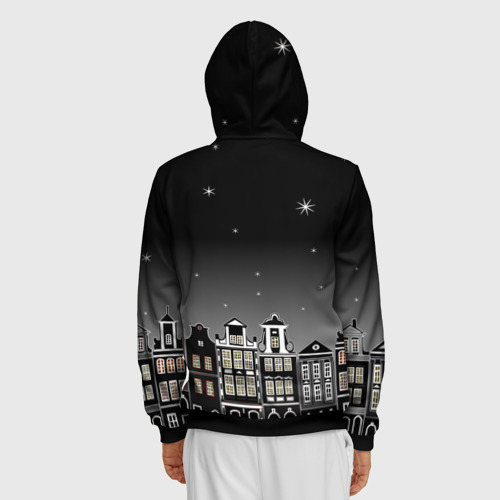 Мужская толстовка 3D на молнии Ночной город и звездное небо, цвет черный - фото 4