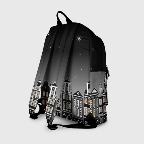 Рюкзак 3D с принтом Ночной город и звездное небо, вид сзади #1