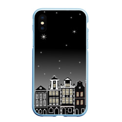Чехол для iPhone XS Max матовый Ночной город и звездное небо