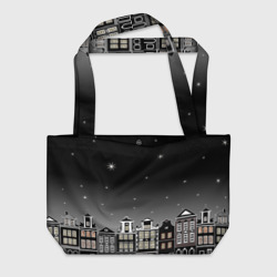 Пляжная сумка 3D Ночной город и звездное небо