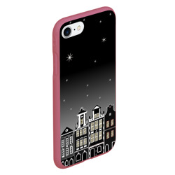 Чехол для iPhone 7/8 матовый Ночной город и звездное небо - фото 2