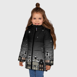 Зимняя куртка для девочек 3D Ночной город и звездное небо - фото 2