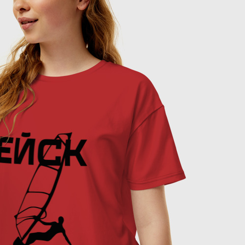 Женская футболка хлопок Oversize Ейск виндсерфинг, цвет красный - фото 3