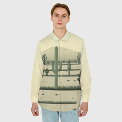 Мужская рубашка oversize 3D Поле кактусов в пустыне - фото 2