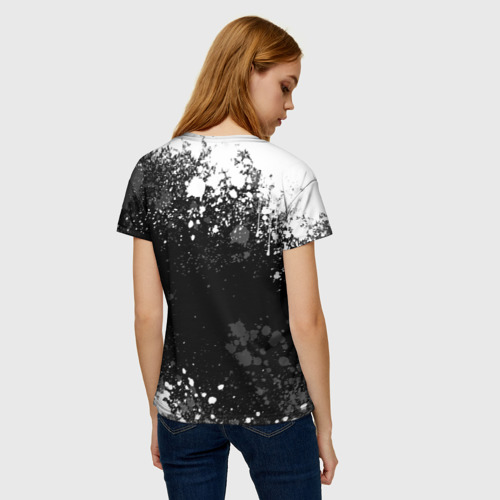 Женская футболка 3D с принтом Медальон ведьмака - брызги, вид сзади #2