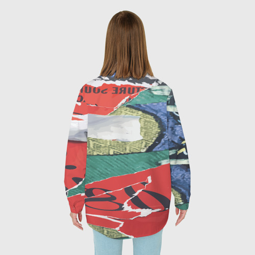 Женская рубашка oversize 3D с принтом Граффити хаос, вид сзади #2