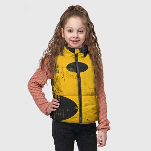Детский жилет утепленный 3D с принтом Потертая краска, фото на моделе #1