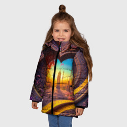 Зимняя куртка для девочек 3D Открытое сердце - фото 2