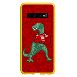 Динозавр в свитере - новогодние драконы – Чехол для Samsung Galaxy S10 с принтом купить