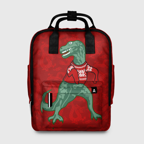 Женский рюкзак 3D Динозавр в свитере - новогодние драконы