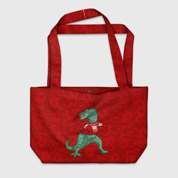 Пляжная сумка 3D Динозавр в свитере - новогодние драконы