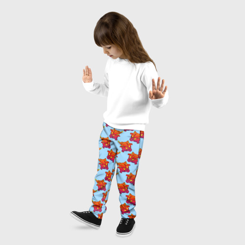 Детские брюки 3D с принтом Дракон круглый летит, красный, фото на моделе #1