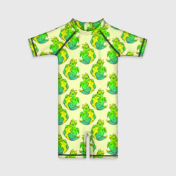 Дракон круглый сидит, зеленый – Детский купальный костюм 3D с принтом купить
