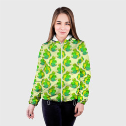 Женская куртка 3D Дракон круглый сидит, зеленый - фото 2